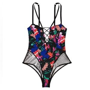 New! Victorias Secret Very Sexy Lace-Up Corset Teddy tropical 31625